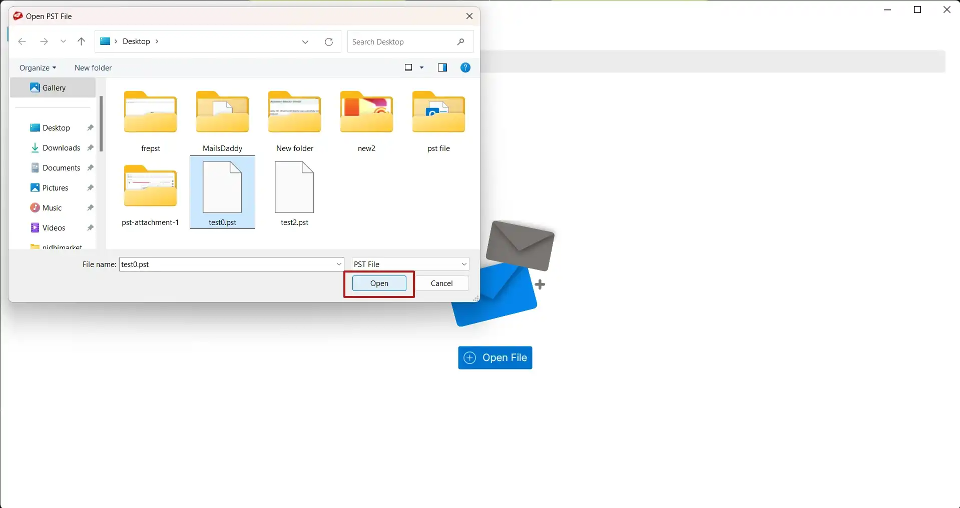 select PST file