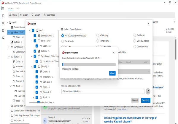 Export PST to EML