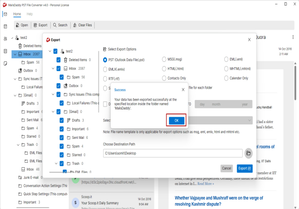 Export PST to EML
