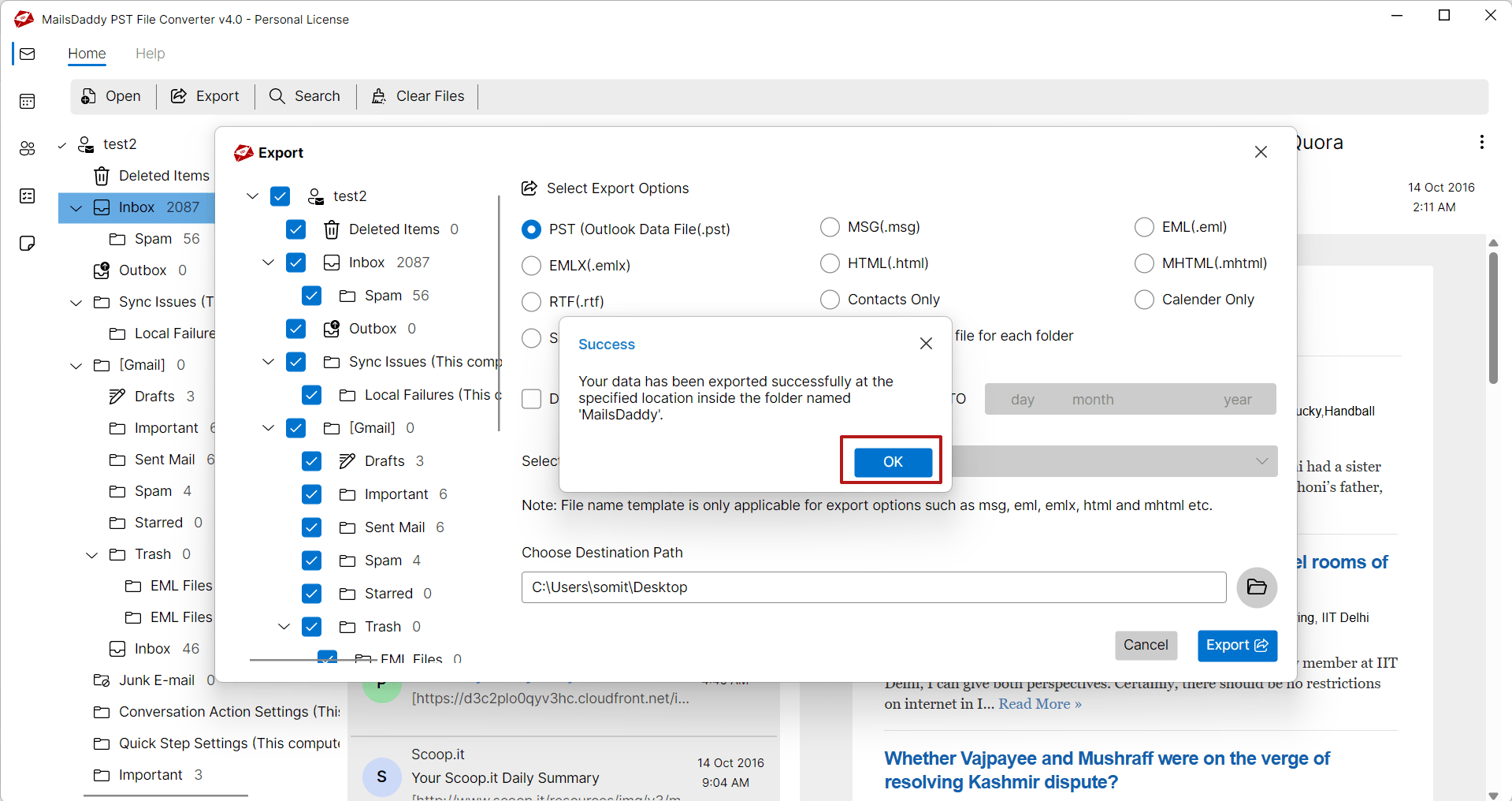 check the EML file