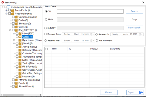 Search OST Emails