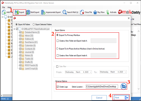 Upload PST to Office 365