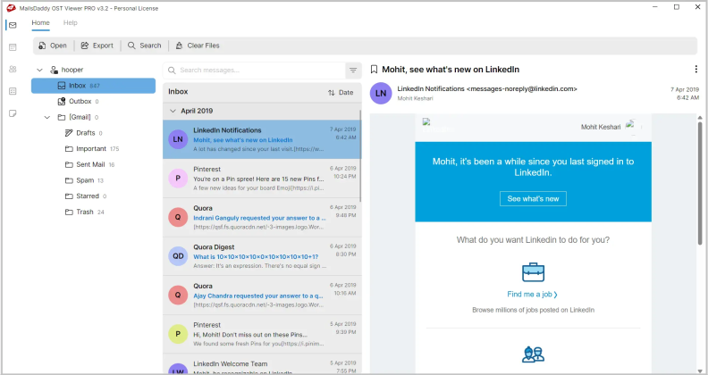 Search OST Emails